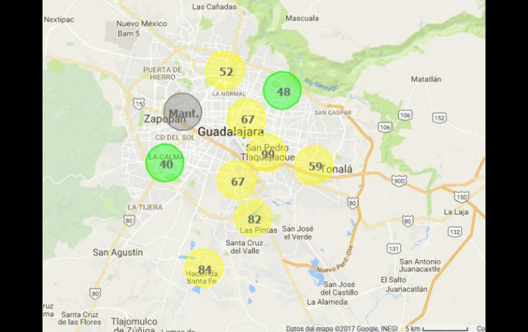 Gobierno de Jalisco pidió a la ciudadanía a mantenerse alerta ante las condiciones de la calidad del aire en la ZMG. ESPECIAL / siga.jalisco.gob.mx