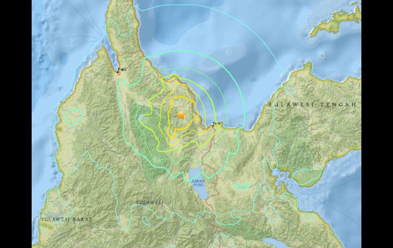 El movimiento telúrico tuvo su epicentro a 79 kilómetros al sureste de Palu. ESPECIAL / earthquake.usgs.gov