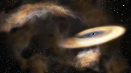 Los agujeros negros poseen una fuerza de gravedad tan intensa capaz de absorber todo lo que los rodea hasta la propia luz. TWITTER / @ALMAObs_esp