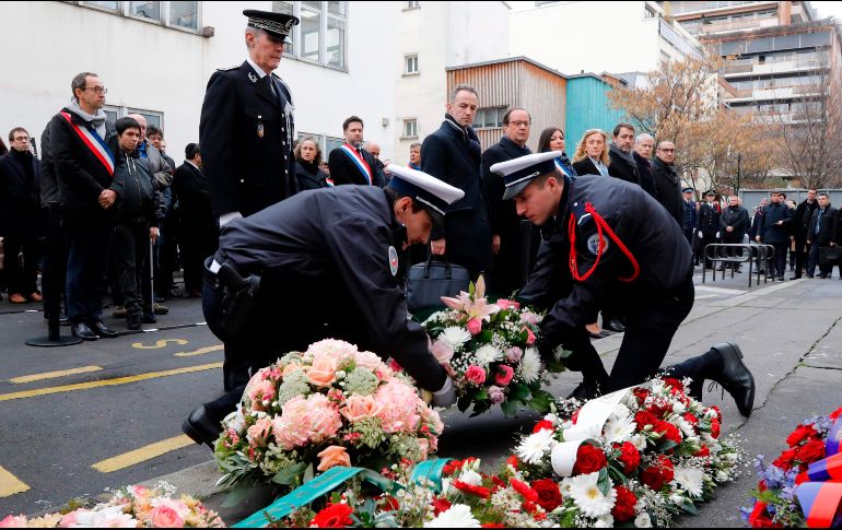En un acto muy sobrio, se conmemoró a las víctimas de la matanza de Charlie Hebdo, ocurrida hoy hace cinco años. AFP/F. Guilliot