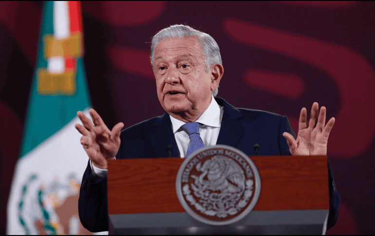 El Presidente López Obrador durante su conferencia matutina del día de hoy, viernes 26 de abril. EFE/ Sáshenka Gutierrez
