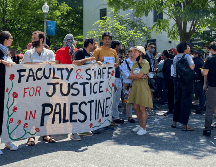 Estudiantes en Canadá se unen a las protestas contra la ofensiva de Israel en la Franja de Gaza. EFE/ Eulalia Perarnau