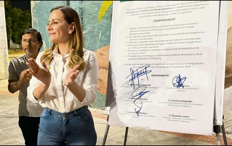 Diana González fue la única candidata a la presidencia de Guadalajara que asistió al foro con los vecinos de Huentitán. ESPECIAL