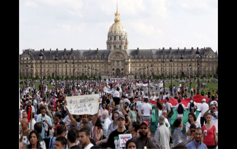 Los manifestantes cantaban: Somos todos palestinos'' y Somos todos hijos de Gaza''. EFE  /