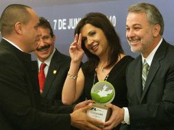 Emilio González durante la entrega de 10 reconocimientos por el Premio Jalisco al Compromiso Ambiental. A. CAMACHO  /