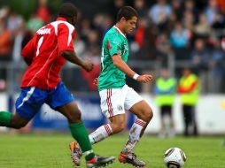 Javier Hernández durante juego amistoso. MEXSPORT  /