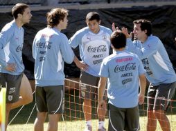 Jugadores de la Selección de Uruguay, durante un entrenamiento. EFE  /