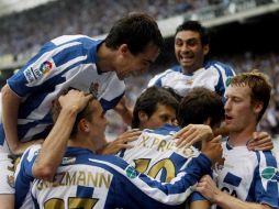 La Real Sociedad celebra el triunfo sobre el Celta. EFE  /