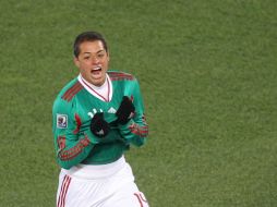 Javier 'Chicharito' Hernández, festeja tras anotar el gol ante Francia.AFP  /