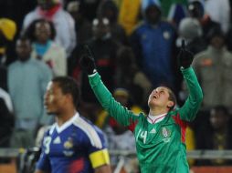 Con goles de Javier 'Chicharito' Hernández (foto) y Cuauhtémoc Blanco, México venció 2-0 a Francia. AFP  /
