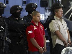 Alain Escutia Ruiz, “El León”, y Emilio Ovet Palacios Andrade, “El Monstruo”, fueron detenidos el miércoles en Morelia. EFE  /