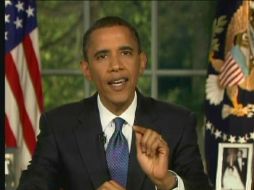 En el mensaje difundido por televisión, el presidente estadounidense acusó a la oposición. AP  /