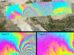 En abril, Mexicali sufrió un terremoto de 7.2 grados.Un radar aéreo de la NASA (foto) muestra el desplazamiento de tierra. EFE  /