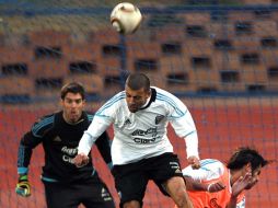 Jugadores de la Selección de Argentina se preparan para enfrentar a Alemania. EFE  /