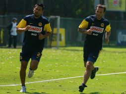 Ismael Rodríguez (izq) y Matías Vuoso (der) durante un entrenamiento en Coapa. MEXSPORT  /