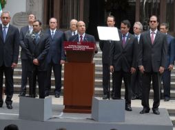 Calderón dio un mensaje a la nación esta noche desde la residencia oficial de  Los Pinos. NTX  /