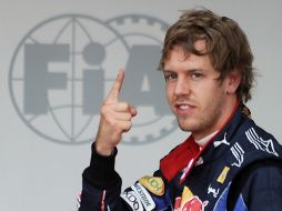 Sebastian Vettel celebra la conquista de la posición de privilegio en el circuito de Silverstone. AFP  /