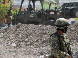 El Ejército mexicano continúa las labores de reconstrucción en la zona afectada. EFE  /