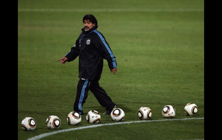 Durante el Mundial, Maradona generalmente hacía una dinámica de disparo a la portería con jugadores 'castigados'. JAMMEDIA  /