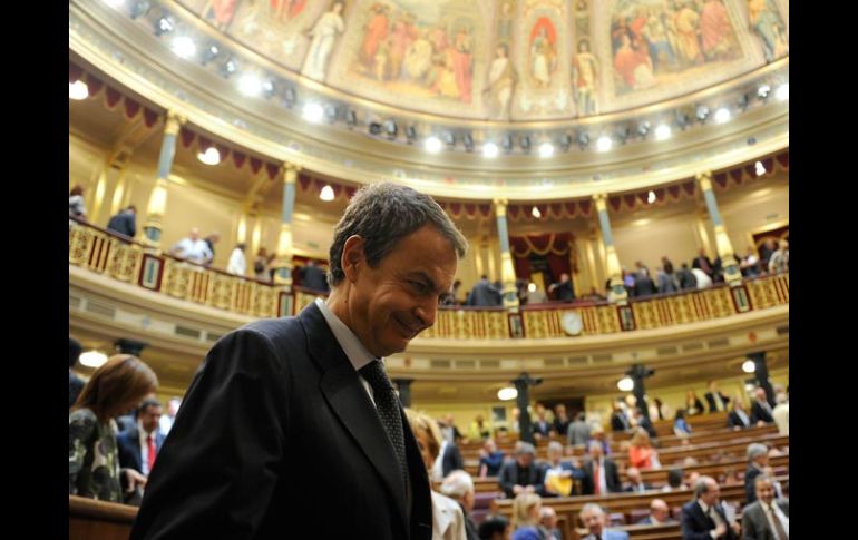 El presidente José Luis Rodríguez Zapatero, en la sesión anual para analizar la acción del Gobierno, en el Parlamento, en Madrid. AFP  /