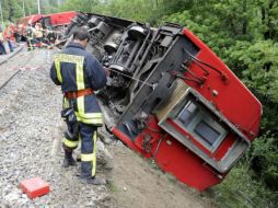 El tren descarriló mientras circulaba circulaba en medio de las montañas del cantón del Valais. EFE  /