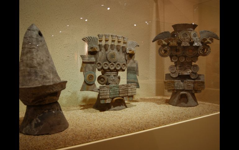 Incensarios de uso ritual localizados en el Templo del barrio La Ventilla que se exhiben en el sitio arqueológito de Teotihuacan. ESPEC  /