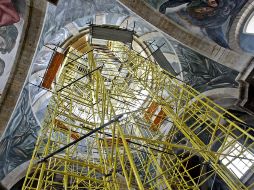 El mural 'El hombre de fuego', ubicado en la Capilla Mayor del ICC, será analizado por especialistas del INBA. E. BARRERA  /