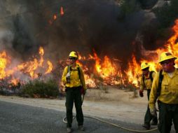 Los incendios son combatidos por unos 250 bomberos auxiliados por aviones cisterna. AP  /