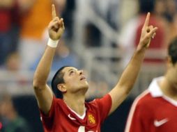 Javier 'Chicharito' Hernández tras su brillante debut con el ManU. AFP  /