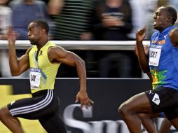 La diferencia entre Gay y Bolt fue casi mínima en la carrera. AP  /