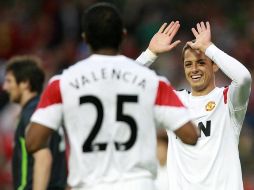 El 'Chicharito' celebrando un gol en un partido amistoso.AFP  /