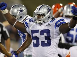Steve Octavien celebra después de recuperar el balón tras un fumble de los Bengalíes. AP  /