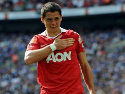 Javier Chicharito Hernández ilusiona a la prensa y a los seguidores del Manchester United. MEXSPORT  /