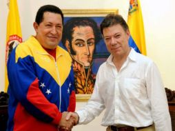 Los mandatarios se reunieron hoy en Colombia. EFE  /