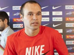 Andrés Iniesta ofreció una rueda de prensa, el día de hoy. EFE  /