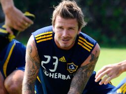 David Beckham en práctica con el Galaxy de Los Ángeles. AFP  /