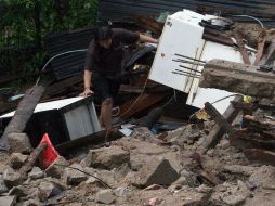 Una barda se desplomó a consecuencia de las lluvias, en una colonia del Puerto de Acapulco, Guerrero. NTX  /