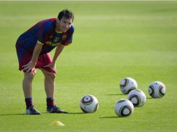 Lionel Messi en un entrenamiento con el Barcelona. AFP  /