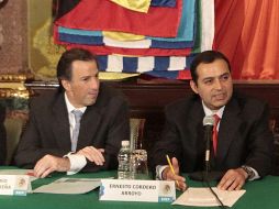 José Meade (izq.) y Ernesto Cordero durante el anuncio del nombramiento. EL UNIVERSAL  /