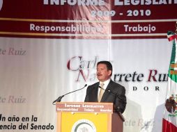 Carlos Navarrete Ruiz, quien rindió su primer informe legislativo en el Senado, aceptó la invitación del Presidente. EL UNIVERSAL  /