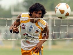Damián Álvarez fue captado durante el entrenamiento de los Tigres. MEXSPORT  /
