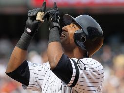 Eduardo Núñez celebra su primer sencillo en las Grandes Ligas. AFP  /