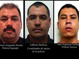 Gilberto Barbosa García, y los efectivos Juan Espinosa y Dolores Puente son buscados por la Procuraduría de Nuevo León. EL UNIVERSAL  /