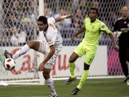 James Riley (der) del Seattle Sounders y Dario Carreno de Monterrey. MEXSPORT  /