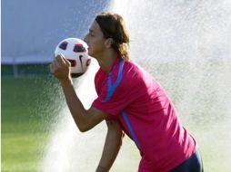 Zlatan Ibrahimovic durante el entrenamiento con el Barcelona. AP  /