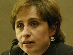 La periodista Carmen Aristegui presentó hoy su nuevo libro 'Transiciones'. A. CAMACHO  /