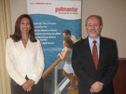 Judith Palleiro, directora comercial de Pullmantur y Eduardo Barroso, vicepresidente y director general de Pullmantur. K. ALBA  /