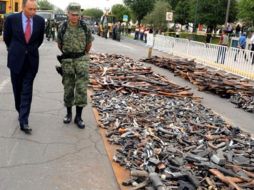 De 2000 a 2004 el número de decomisos de armas en México ha aumentado en 220% según cifras de Gobernación. NTX  /