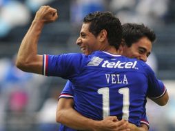 Alejandro Vela festejando su gol ante Tigres. EFE  /