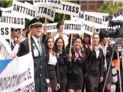 Agremiados del SNTTTASS también se manifestaron en la Plaza de Armas en Guadalajara, Jalisco. NTX  /